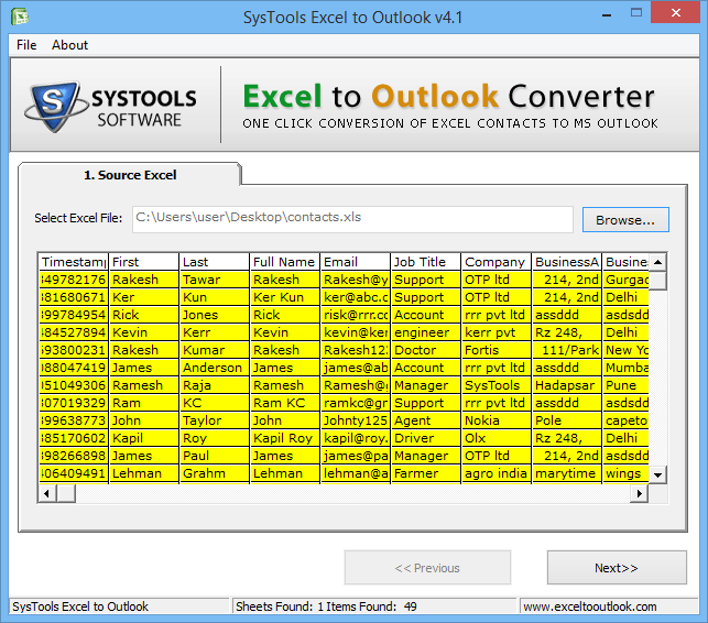 Excel To Outlook Converter To Convert Contacts From Xls To Pst Address Book 9373
